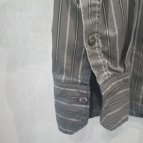 Esprit Grey/White Strip Button Down Shirt Size 6 - Picture 6 of 7
